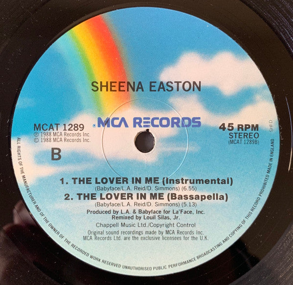 Sheena Easton – The Lover In Me 12" vinyl record, image 4 of 4