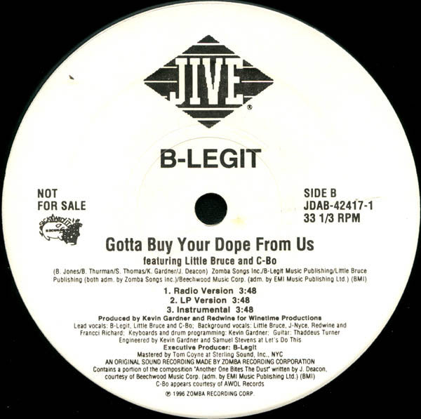 B-Legit – Check It Out / Gotta Buy Your Dope From Us 12" vinyl record, image 2 of 3