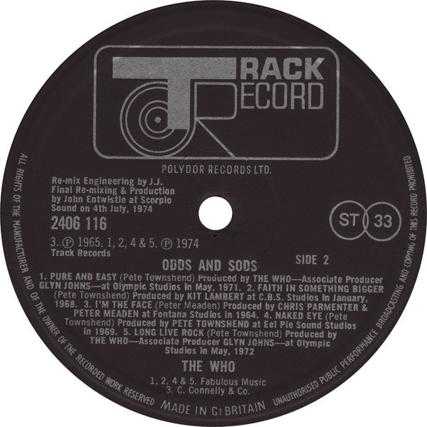 The Who – Odds & Sods LP vinyl record, image 4 of 10
