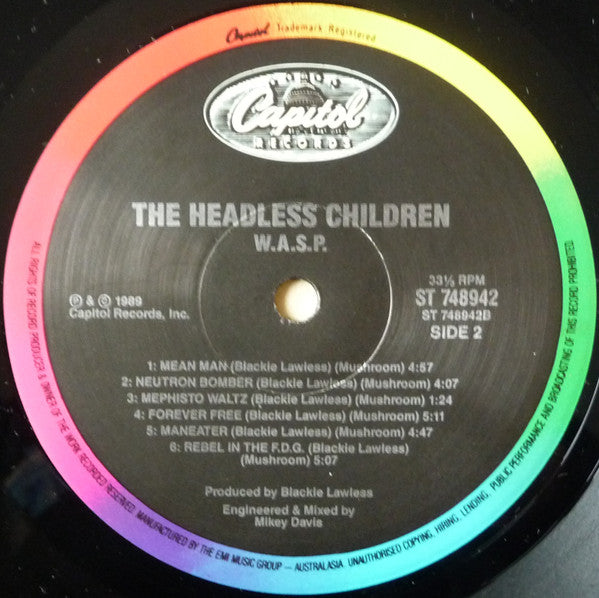 W.A.S.P. – The Headless Children LP vinyl record, image 4 of 4