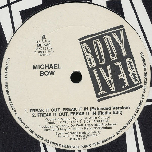Michael Bow – Freak It Out, Freak It In 12" vinyl record, image 2 of 3