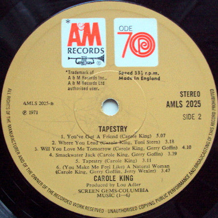 Carole King – Tapestry LP vinyl record, image 4 of 4