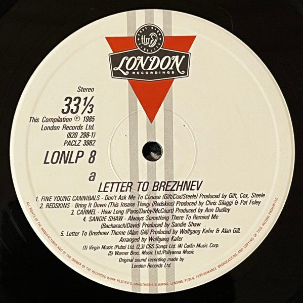 Various – Letter To Brezhnev (From The Motion Picture Soundtrack) LP vinyl record, image 3 of 4