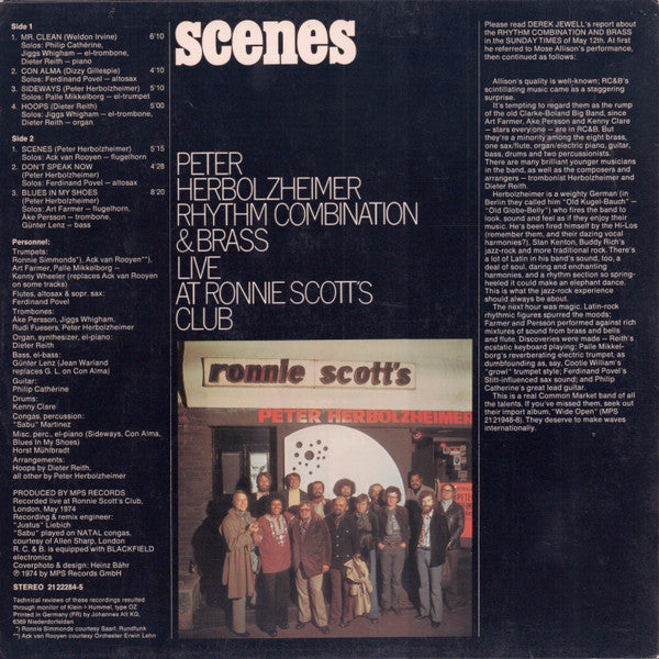 Peter Herbolzheimer, Peter Herbolzheimer Rhythm Combination & Brass – Scenes (Live At Ronnie Scott's Club) LP vinyl record, image 2 of 4