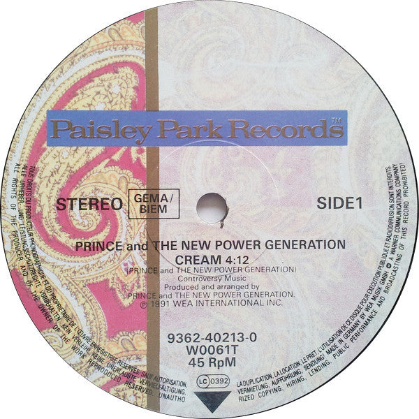 Prince, The New Power Generation – Cream 12" vinyl record, image 3 of 4