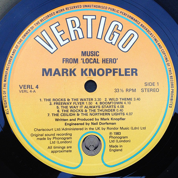 Mark Knopfler – Local Hero LP vinyl record, image 3 of 4