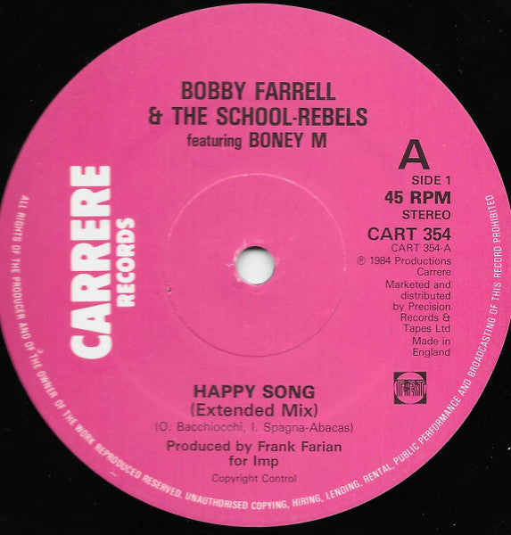 Boney M., Bobby Farrell, The School Rebels – Happy Song 12" vinyl record, image 3 of 4