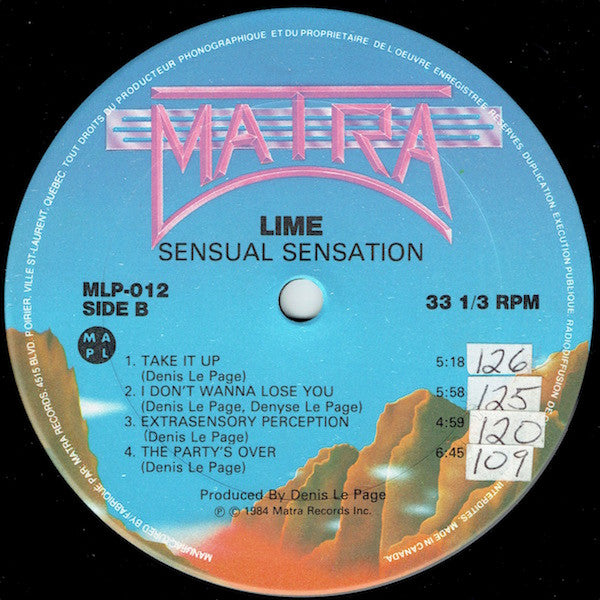 Lime – Sensual Sensation LP vinyl record, image 4 of 5