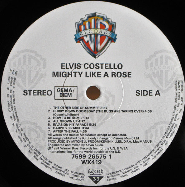 Elvis Costello – Mighty Like A Rose LP vinyl record, image 3 of 8