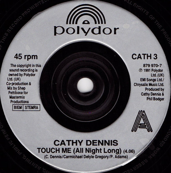 Cathy Dennis – Touch Me (All Night Long) 7" vinyl record, image 3 of 4