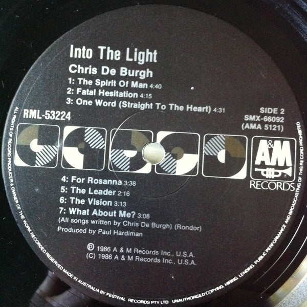 Chris de Burgh – Into The Light LP vinyl record, image 6 of 6
