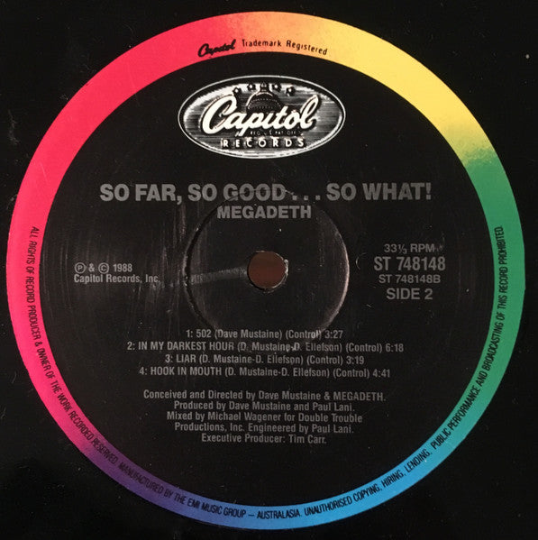 Megadeth – So Far, So Good... So What! LP vinyl record, image 6 of 6