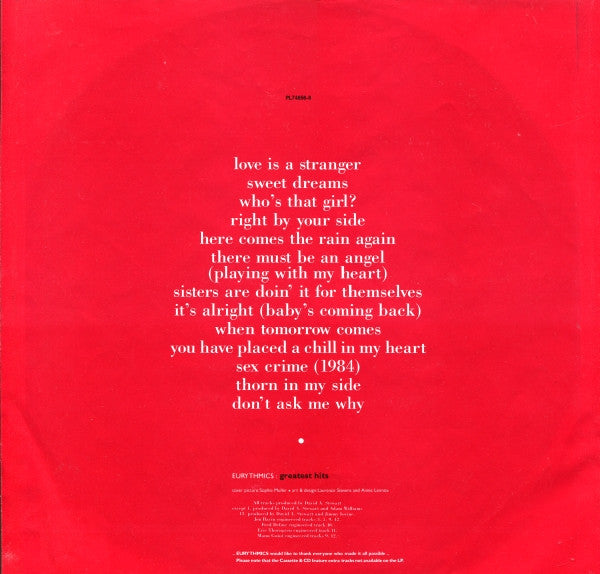 Eurythmics – Greatest Hits LP vinyl record, image 7 of 10