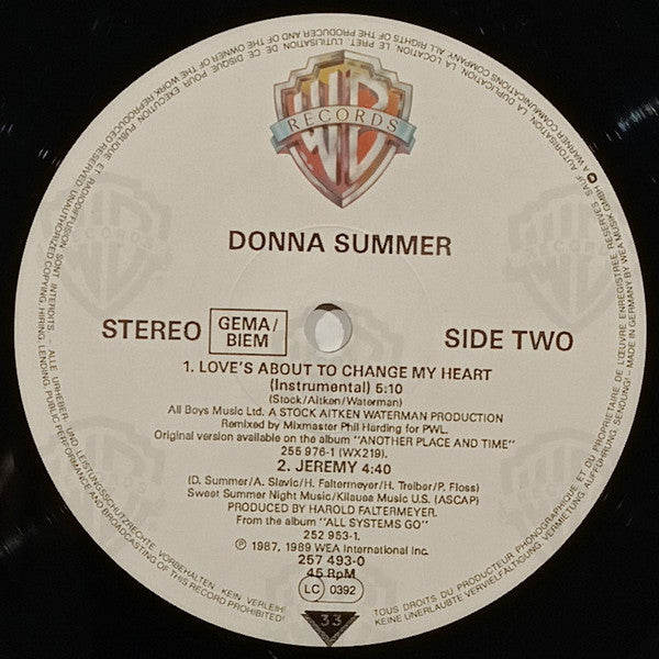 Donna Summer – Love's About To Change My Heart 12" vinyl record, image 4 of 4