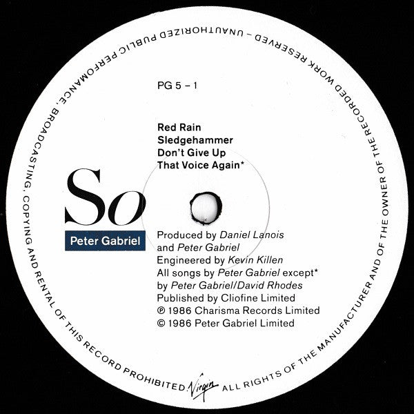 Peter Gabriel – So LP vinyl record, image 5 of 7