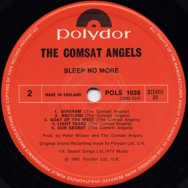 The Comsat Angels – Sleep No More LP vinyl record, image 4 of 4