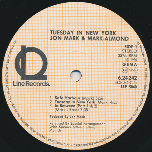 Jon Mark, Mark-Almond – Tuesday In New York LP vinyl record, image 2 of 3
