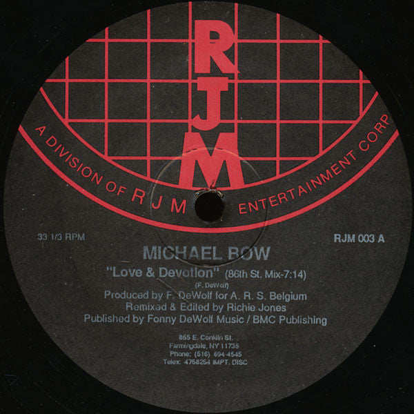 Michael Bow – Love & Devotion 12" vinyl record, image 1 of 2