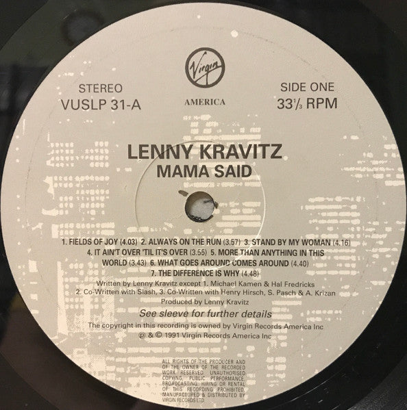 Lenny Kravitz – Mama Said LP vinyl record, image 3 of 6