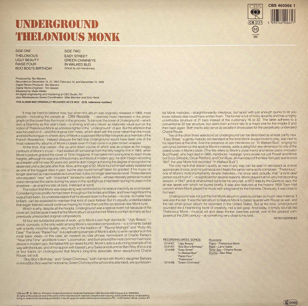 Thelonious Monk – Underground LP vinyl record, image 2 of 6