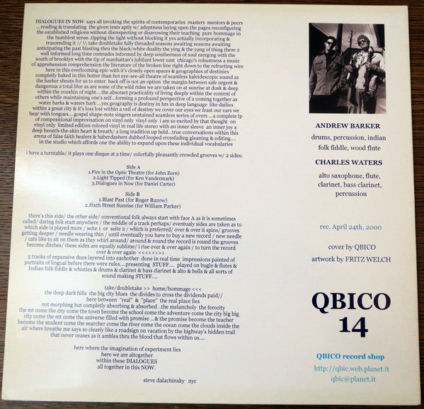 Andrew Barker / Charles Waters Duo – Dialogues In Now LP vinyl record, image 3 of 4