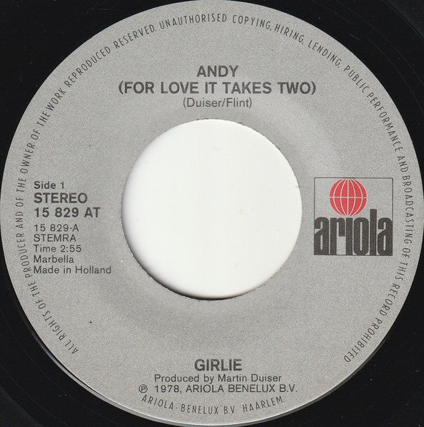 Girlie – Andy (For Love It Takes Two) 7" vinyl record, image 3 of 4