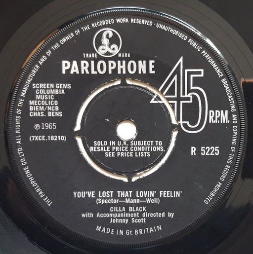 Cilla Black – You've Lost That Lovin' Feelin' 7" vinyl record, image 1 of 2