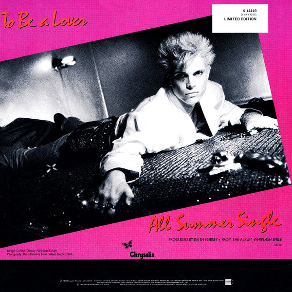 Billy Idol – To Be A Lover (Rock N' Roll Mix) 12" vinyl record, image 2 of 3