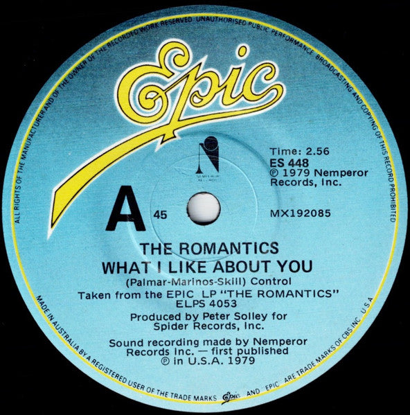 The Romantics – What I Like About You 7" vinyl record, image 1 of 2