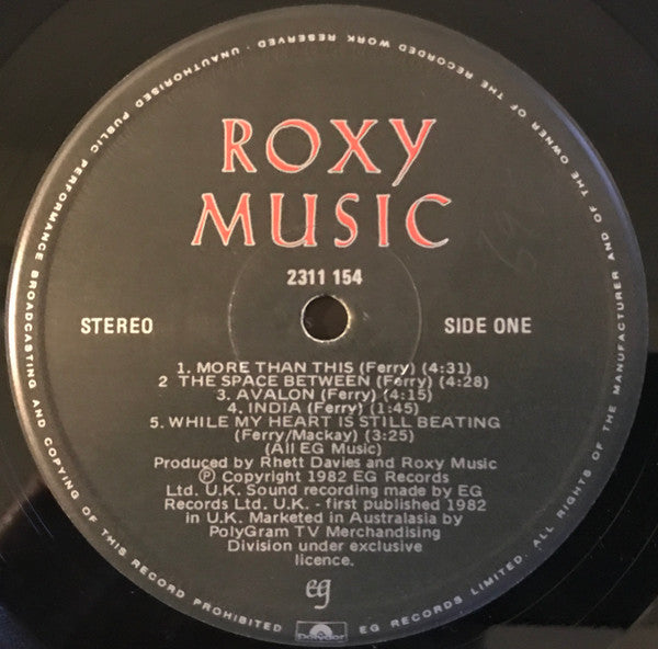 Roxy Music – Avalon LP vinyl record, image 3 of 6