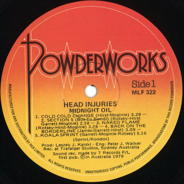 Midnight Oil – Head Injuries LP vinyl record, image 3 of 6