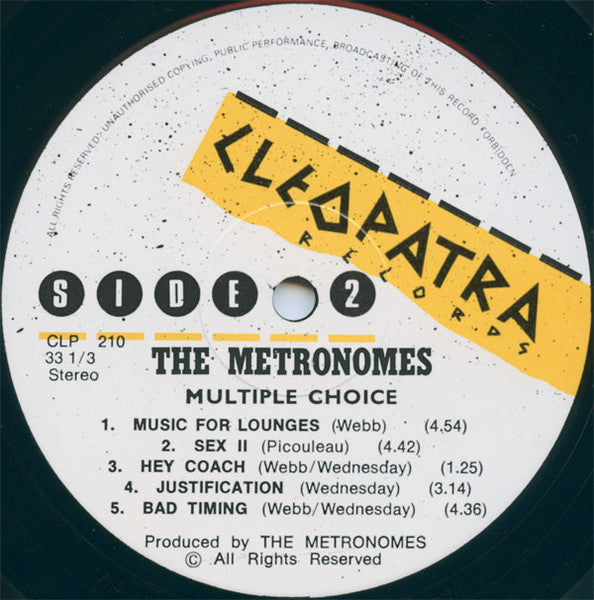 The Metronomes – Multiple Choice LP vinyl record, image 3 of 3