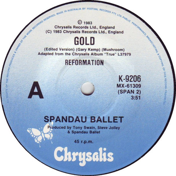 Spandau Ballet – Gold 7" vinyl record, image 1 of 2