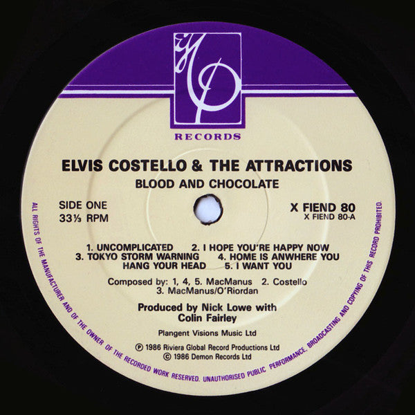 Elvis Costello & The Attractions – Blood & Chocolate LP vinyl record, image 3 of 6