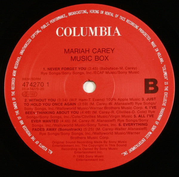 Mariah Carey – Music Box LP vinyl record, image 6 of 9