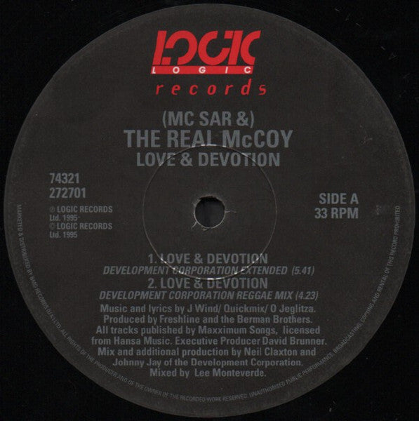 Real McCoy – Love & Devotion 12" vinyl record, image 4 of 4