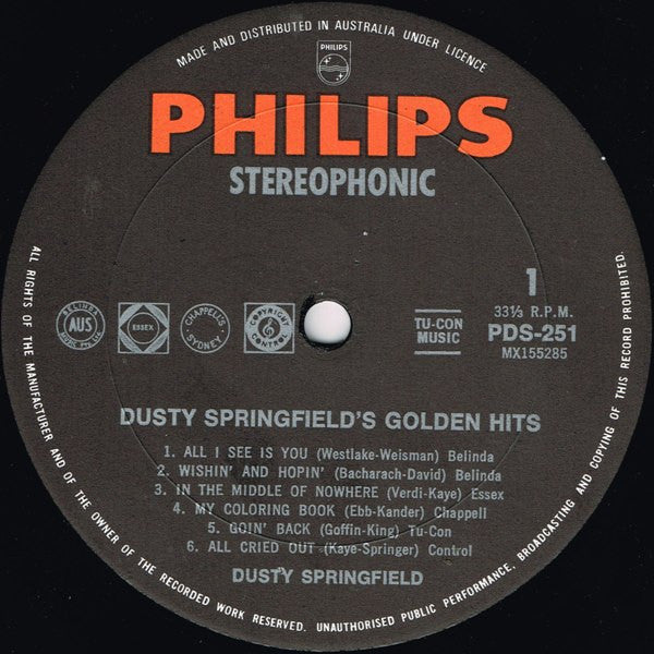 Dusty Springfield – Dusty Springfield's Golden Hits LP vinyl record, image 3 of 4