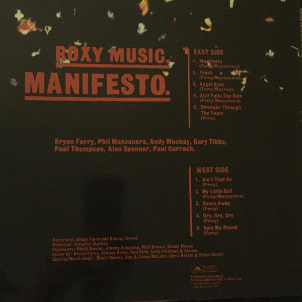 Roxy Music – Manifesto LP vinyl record, image 2 of 4