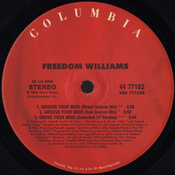 Freedom Williams – Groove Your Mind 12" vinyl record, image 4 of 4