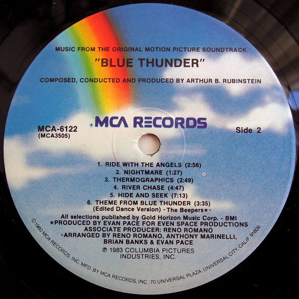 Arthur B. Rubinstein – Blue Thunder (Music From The Original Motion Picture Soundtrack) LP vinyl record, image 4 of 4