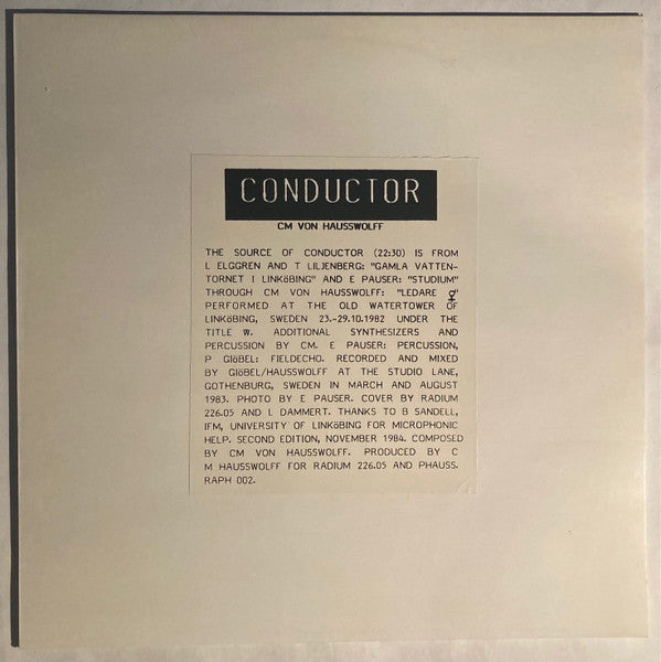 Carl Michael Von Hausswolff – Conductor LP vinyl record, image 2 of 3
