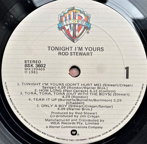 Rod Stewart – Tonight I'm Yours LP vinyl record, image 5 of 6