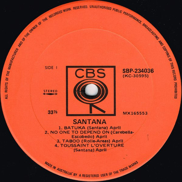 Santana – Santana LP vinyl record, image 3 of 4