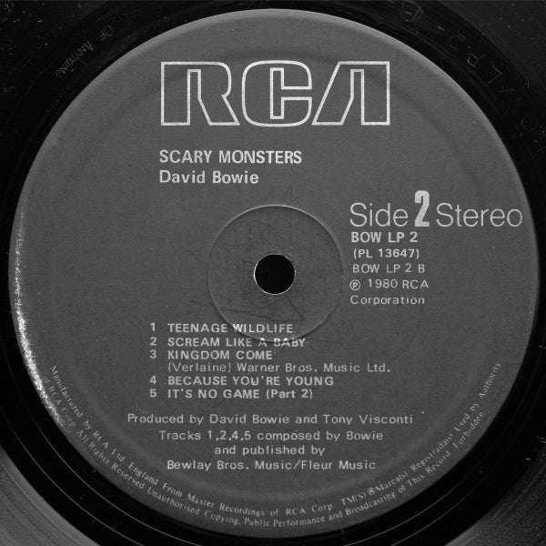 David Bowie – Scary Monsters LP vinyl record, image 4 of 6