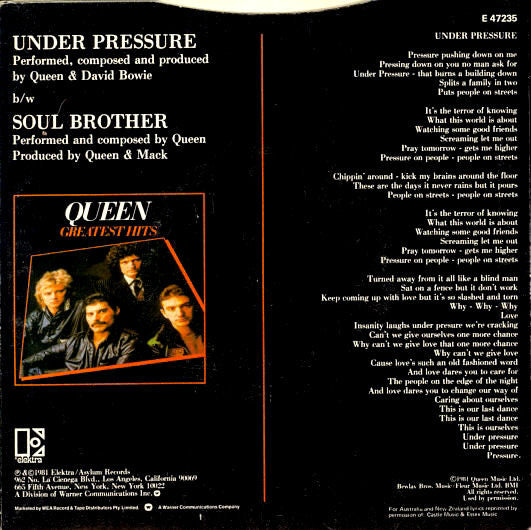 Queen, David Bowie – Under Pressure 7" vinyl record, image 2 of 4