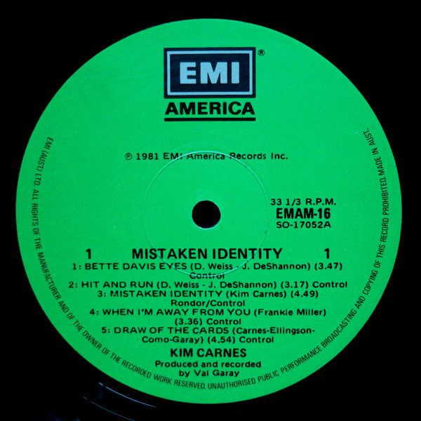 Kim Carnes – Mistaken Identity LP vinyl record, image 5 of 6