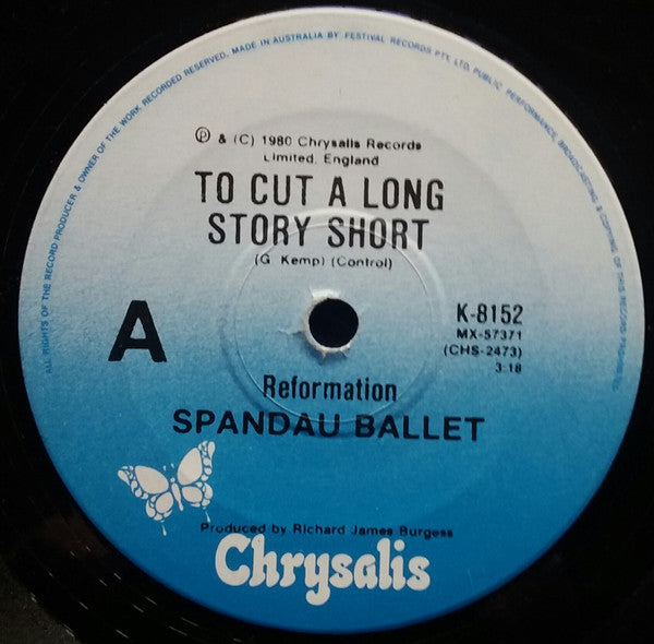 Spandau Ballet – To Cut A Long Story Short 7" vinyl record, image 1 of 2