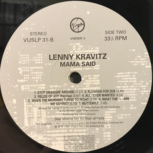 Lenny Kravitz – Mama Said LP vinyl record, image 4 of 6