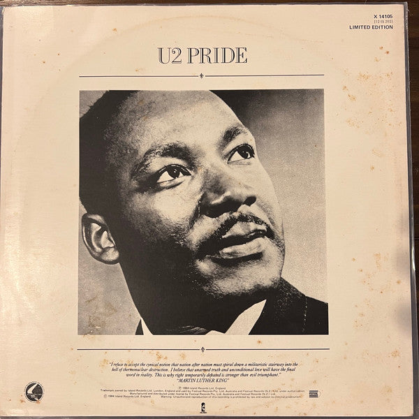 U2 – Pride (In The Name Of Love) 12" vinyl record, image 2 of 4