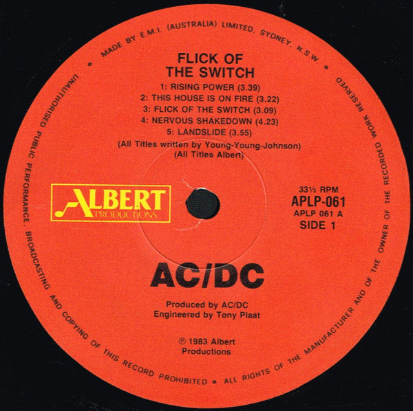 AC/DC – Flick Of The Switch LP vinyl record, image 4 of 6